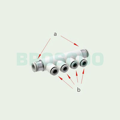 PHD rotatable reducing diameter six-way joint